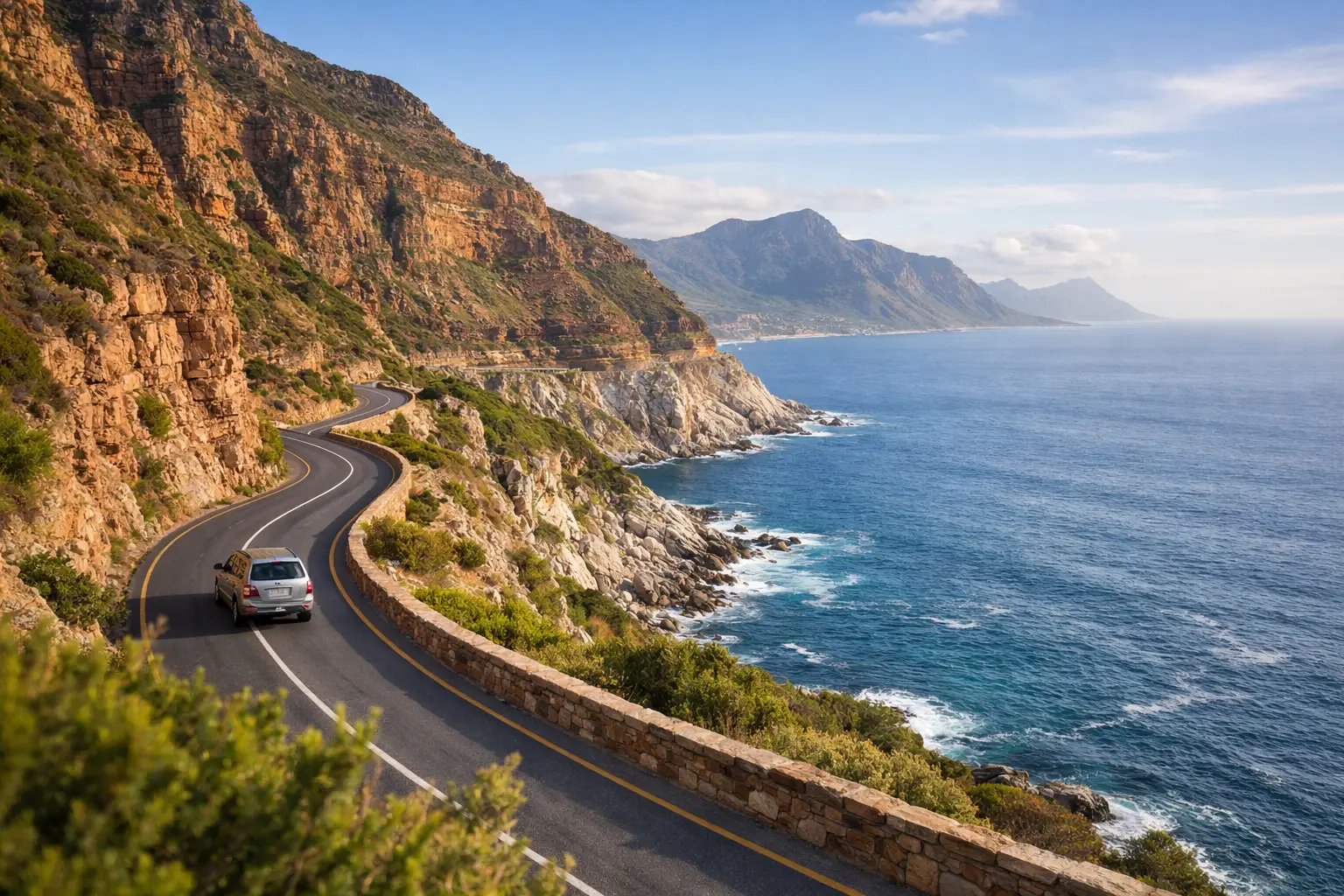 Chapman's Peak Drive winding along the Atlantic coastline near Cape Town
